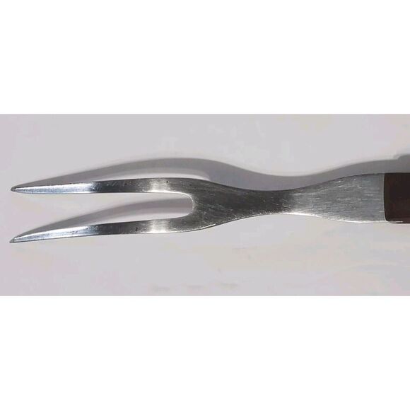 Cutco Carving Turning Fork No 27 Brown Wood Handle Made in USA - Picture 3 of 14